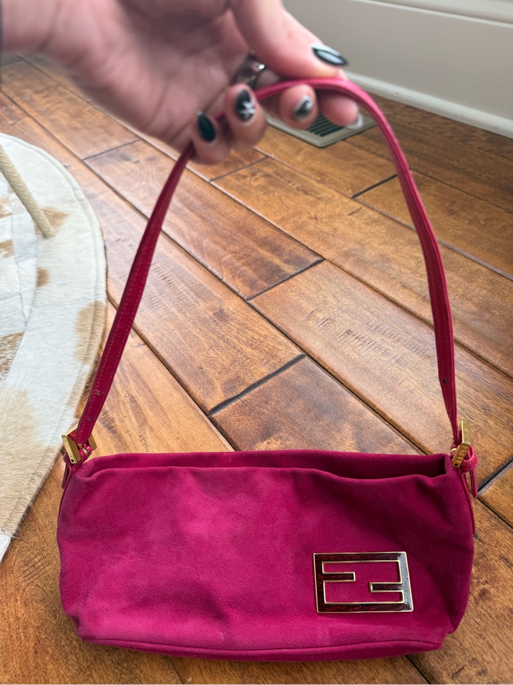Pink suede fendi bag